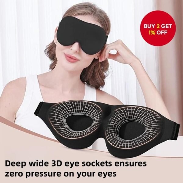 Black Eye Mask for Sleeping: 3D Deep Contour Design,good light blocking performance, Soft & Comfortable for Naps, Travel, and
